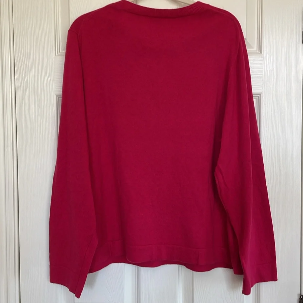 NWT J. Crew Teddie Sweater Cotton-Wool Magenta Scoop-Neck Longsleeve Women's 3X - Picture 8 of 9